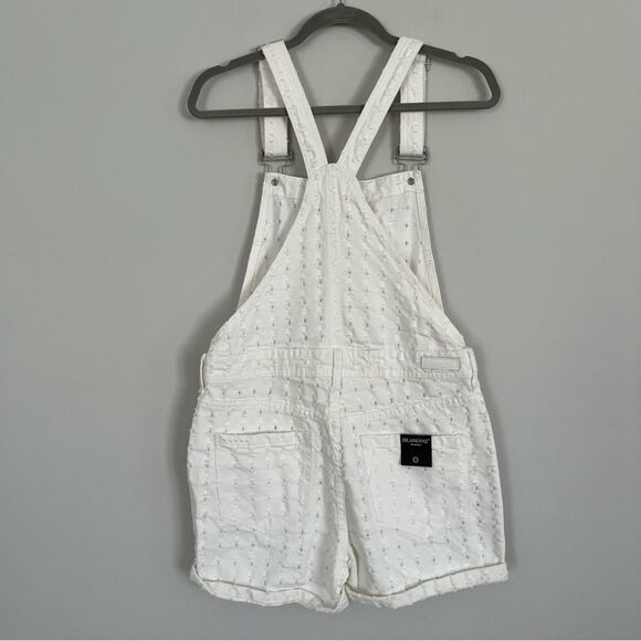 NWT Blank NYC Eyes On You Distressed Perforated White Overall Shorts, Size 25 - Picture 4 of 12